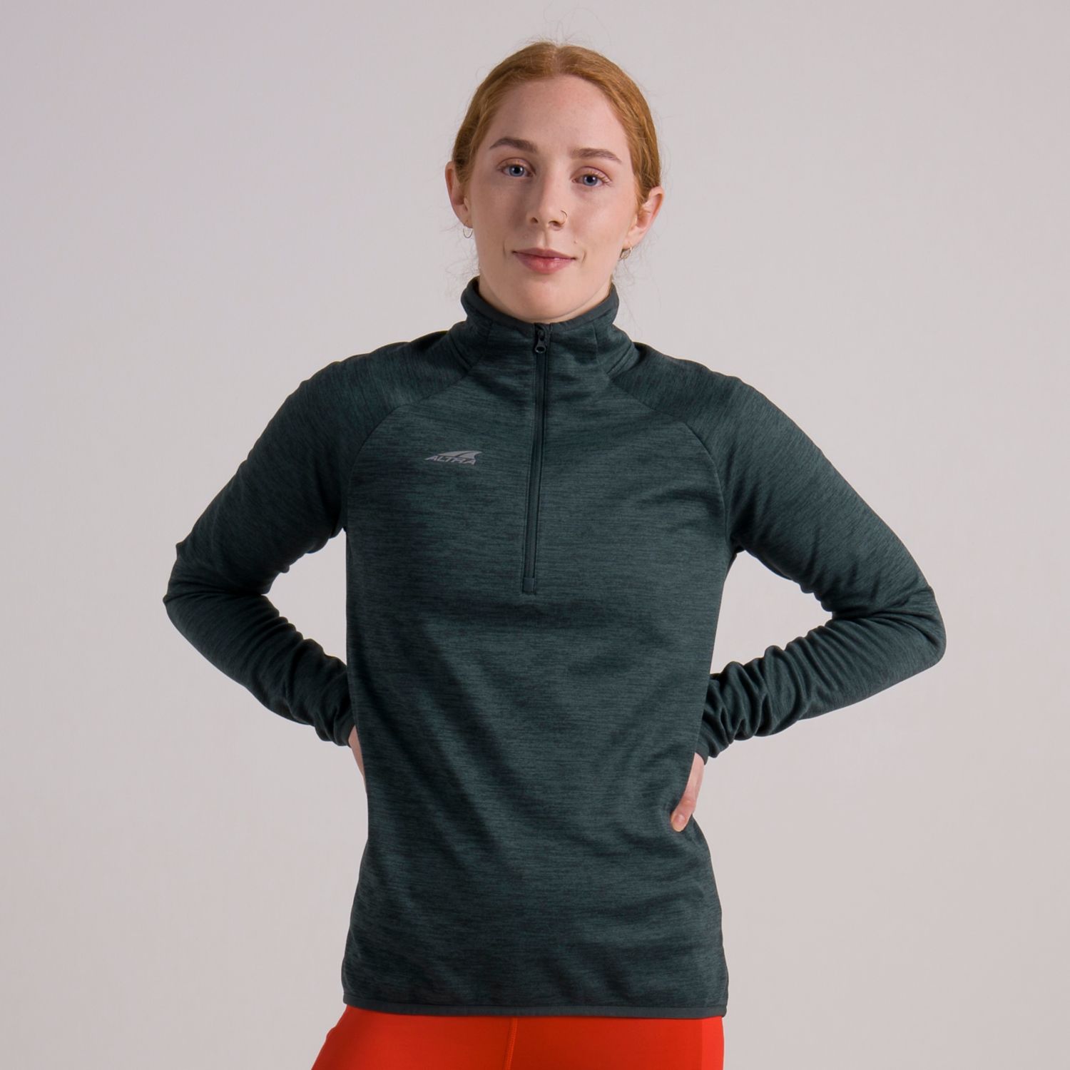 Dark Green Altra Core 1/2 Zip Women's Pullover | Australia-80169549