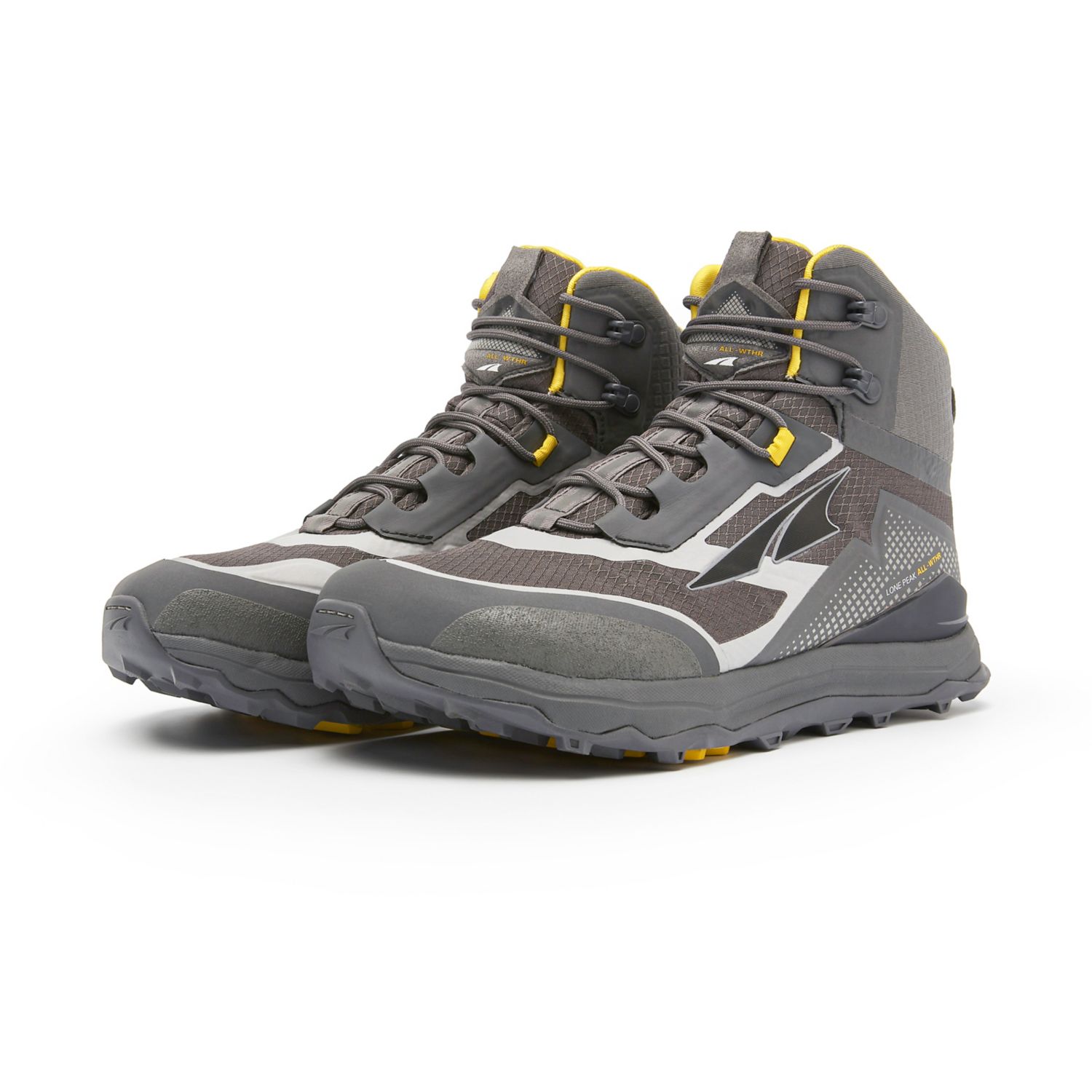 Grey / Yellow Altra Lone Peak All-wthr Mid Men's Hiking Boots | Australia-30265879